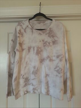 Athleta Women's Tie-Dye Crewneck Sweatshirt - Light Taupe & White